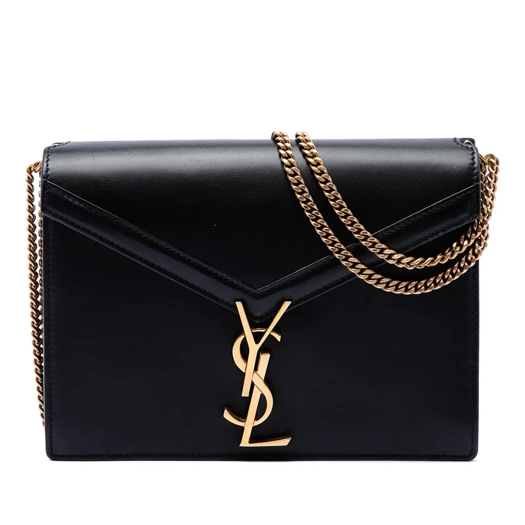 Saint Laurent Smooth Calfskin Monogram Cassandra Clasp Bag Black Leather Very good - Front View