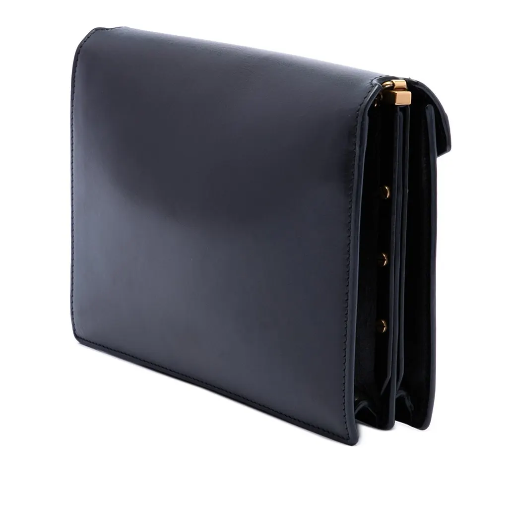 Saint Laurent Smooth Calfskin Monogram Cassandra Clasp Bag Black Leather Very good - Back View