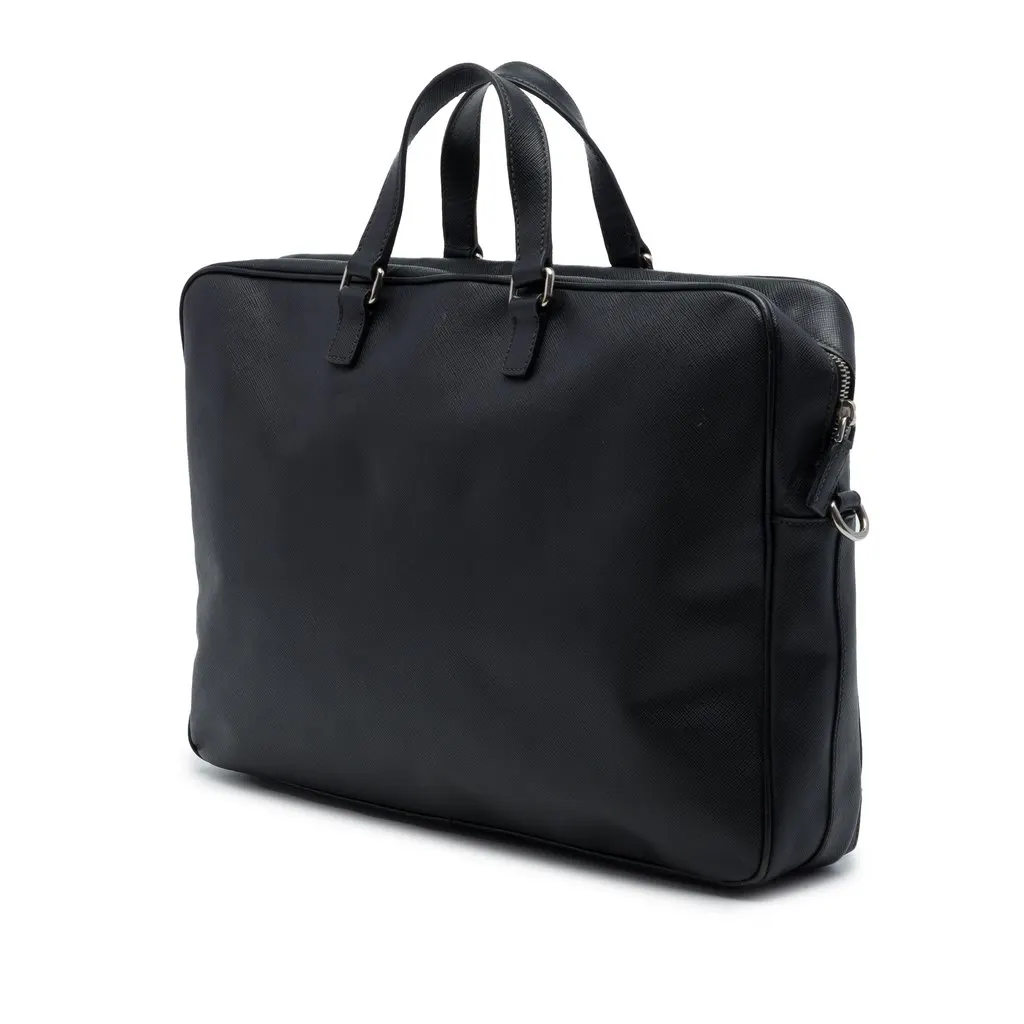 Prada Saffiano Business Bag Black Leather Very good - Back View
