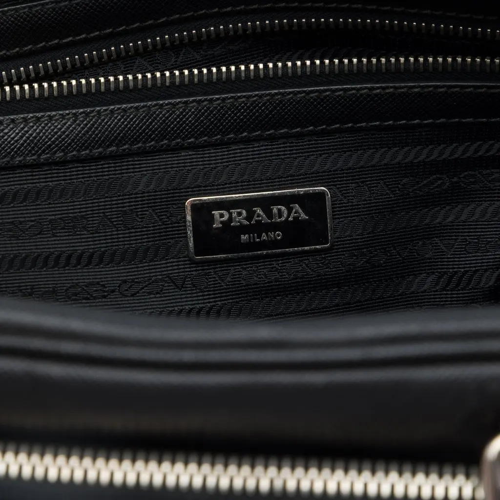 Prada Saffiano Business Bag Black Leather Very good - Box View