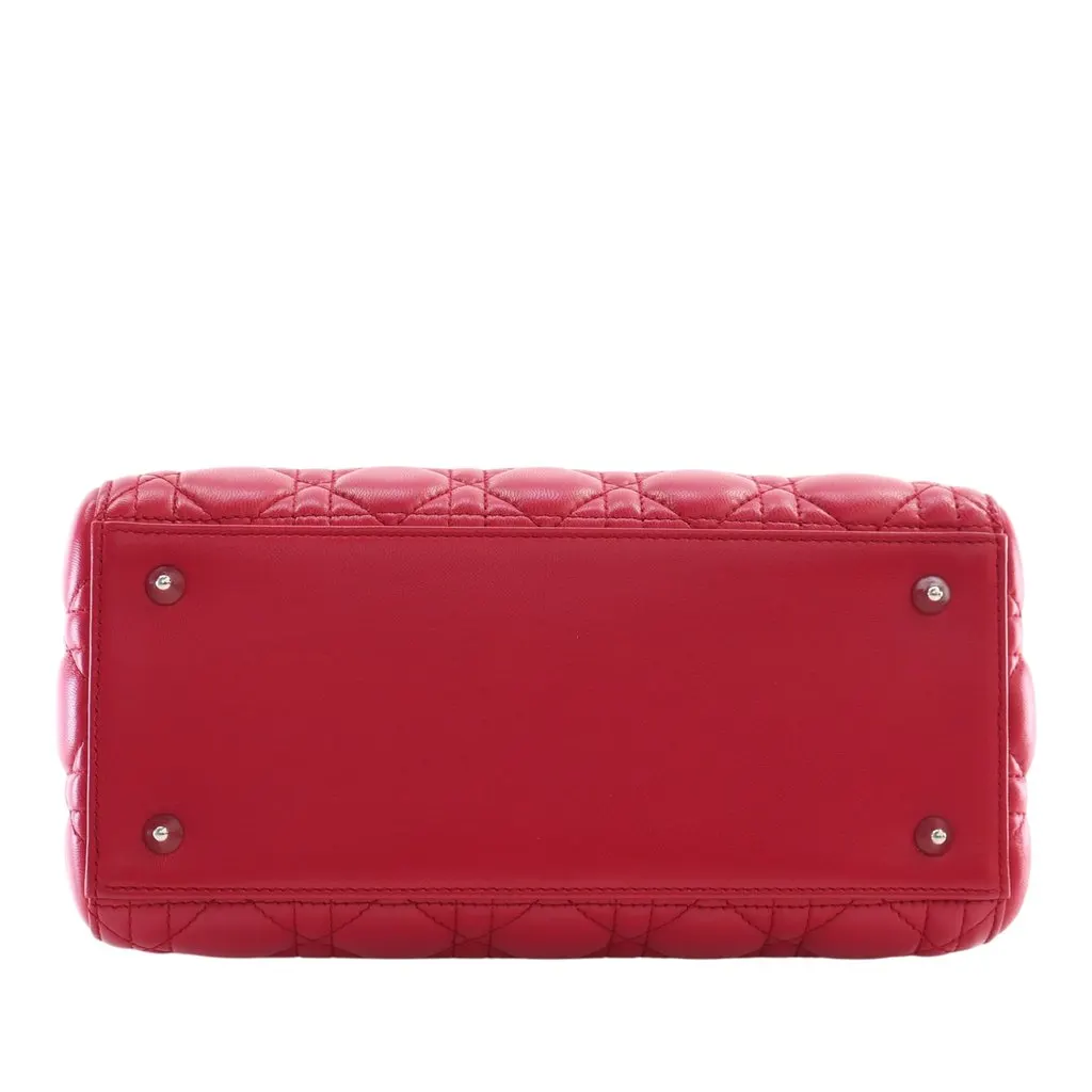 Dior Medium Lambskin Cannage Lady Dior Red Leather Very good - Box View