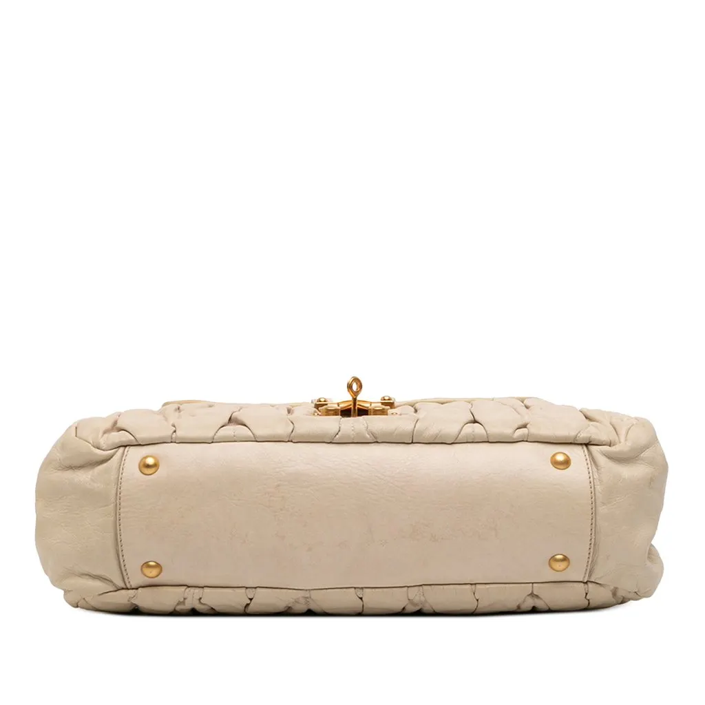Miu Miu Matelasse Nappa Coffer Satchel Beige Leather Very good - Inside View