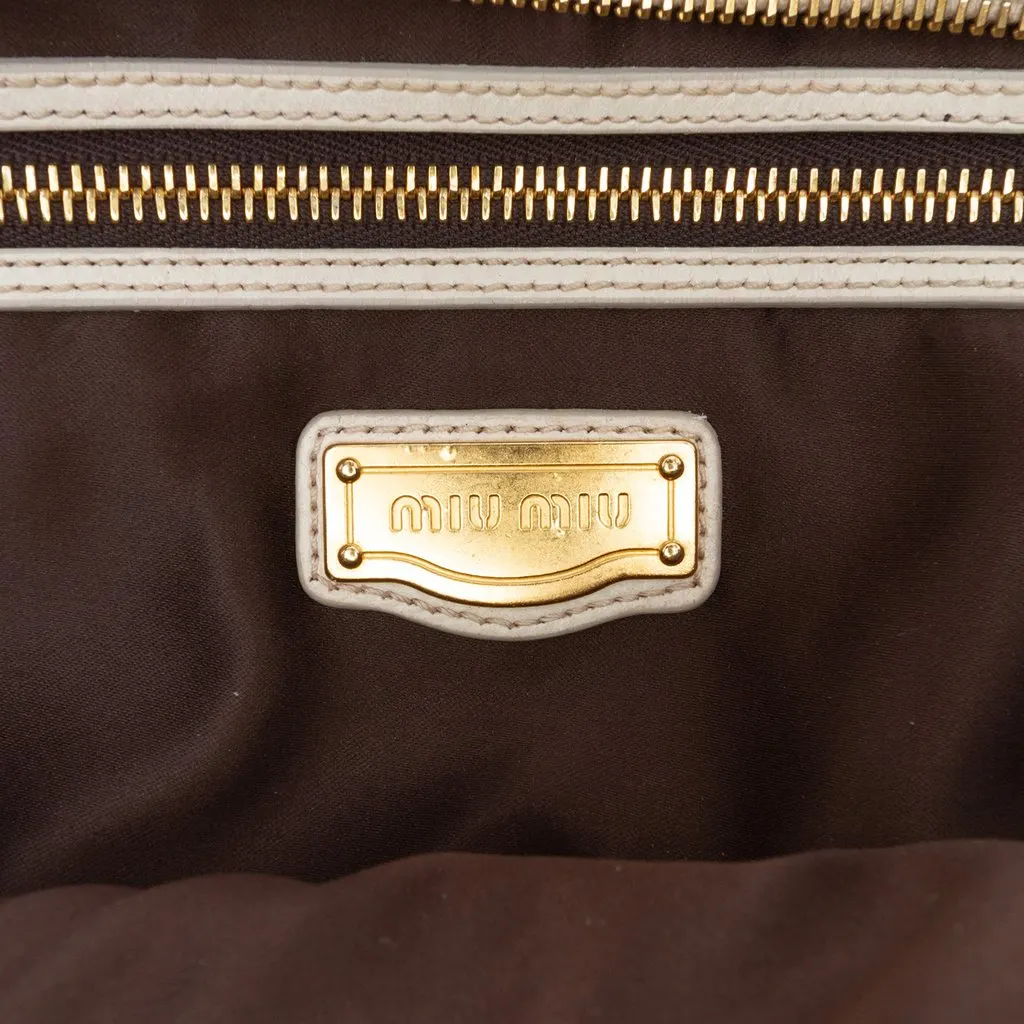 Miu Miu Matelasse Nappa Coffer Satchel Beige Leather Very good - Box View