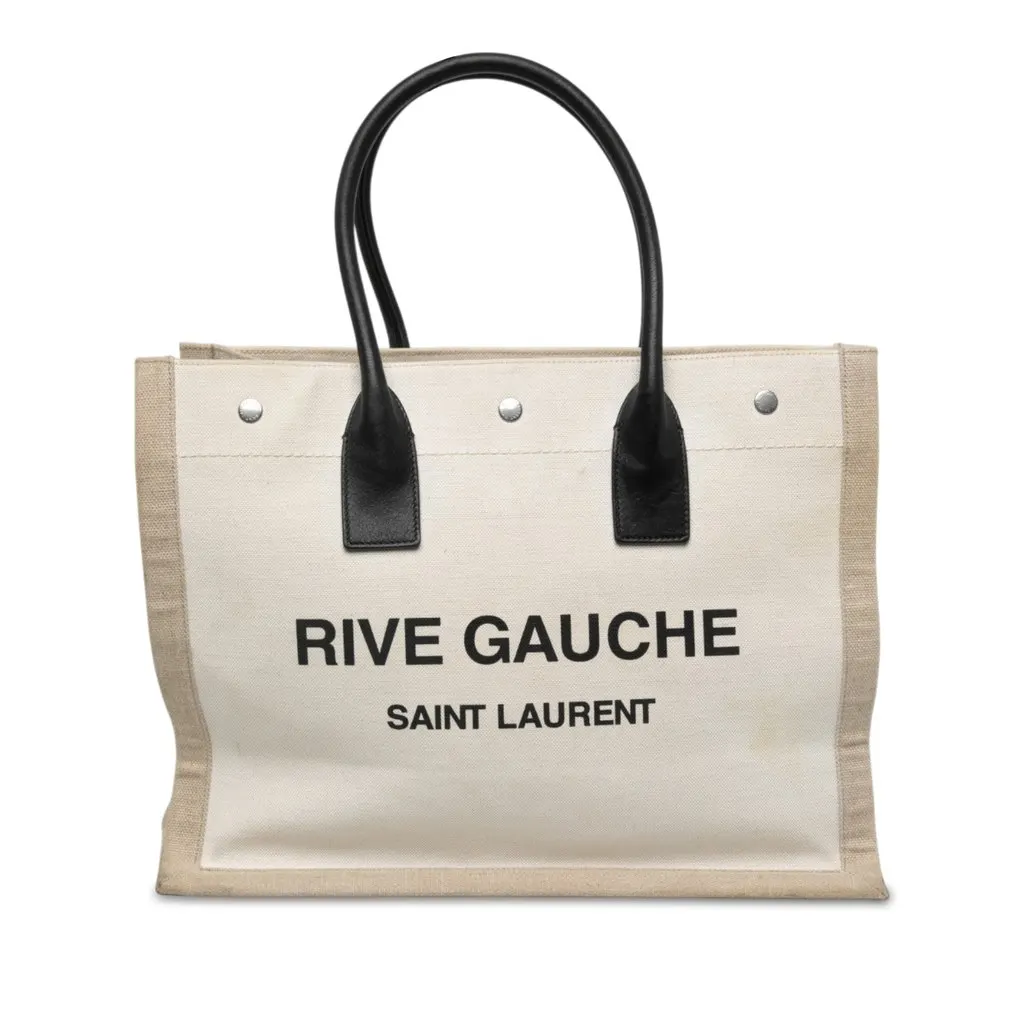 Saint Laurent Small Canvas Rive Gauche Tote Beige Canvas Very good - Front View