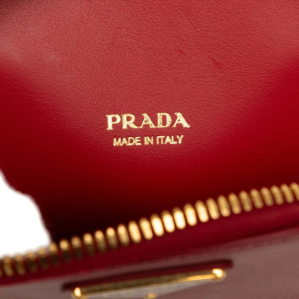 Prada Saffiano Zip Phone Holder Red Leather Very good - Box View