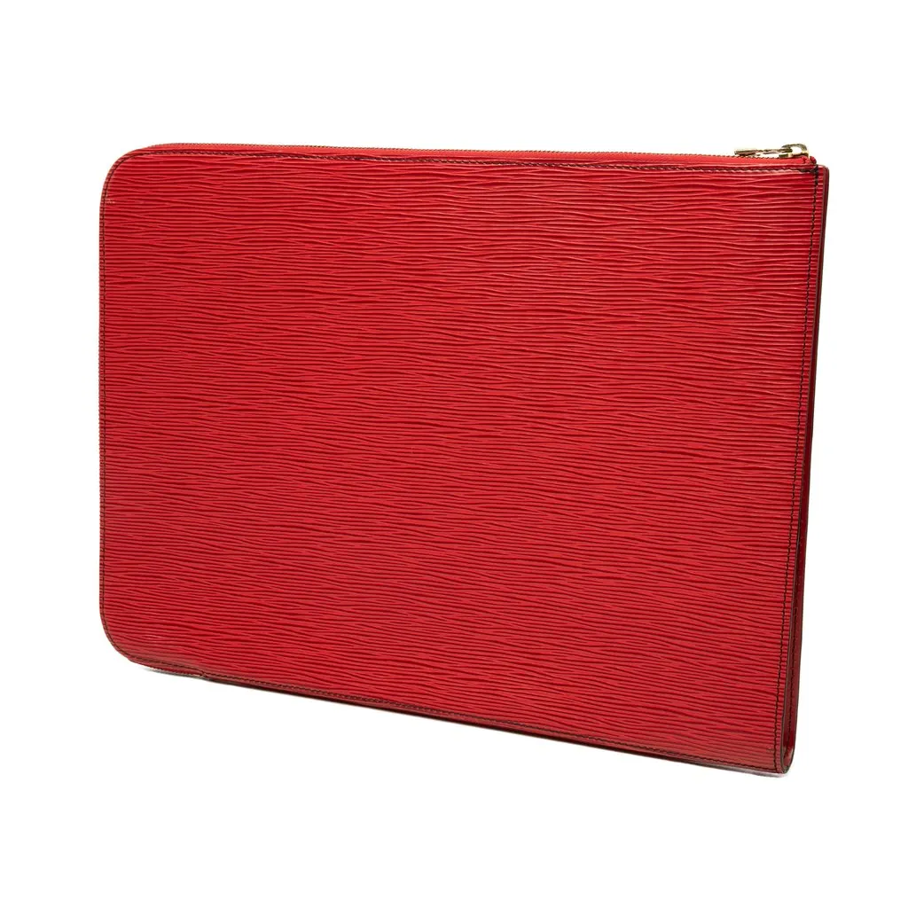 Louis Vuitton Epi Poche Documents Portfolio Red Leather Very good - Back View