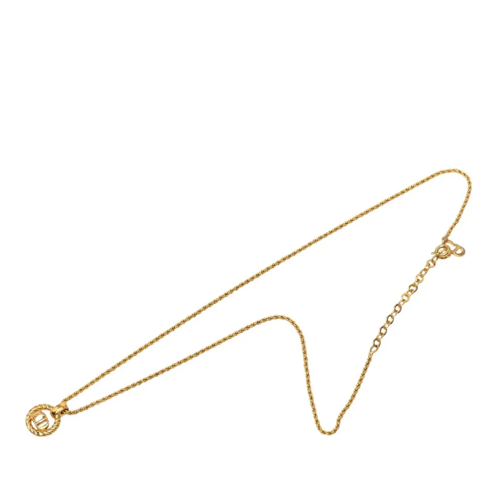 Dior Gold Plated CD Logo Pendant Necklace Gold Metal Very good - Front View