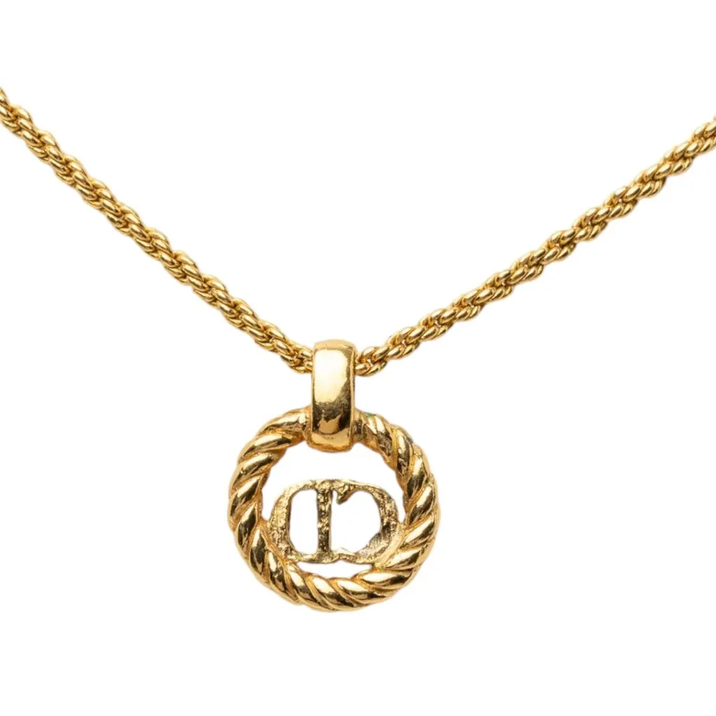 Dior Gold Plated CD Logo Pendant Necklace Gold Metal Very good - Inside View
