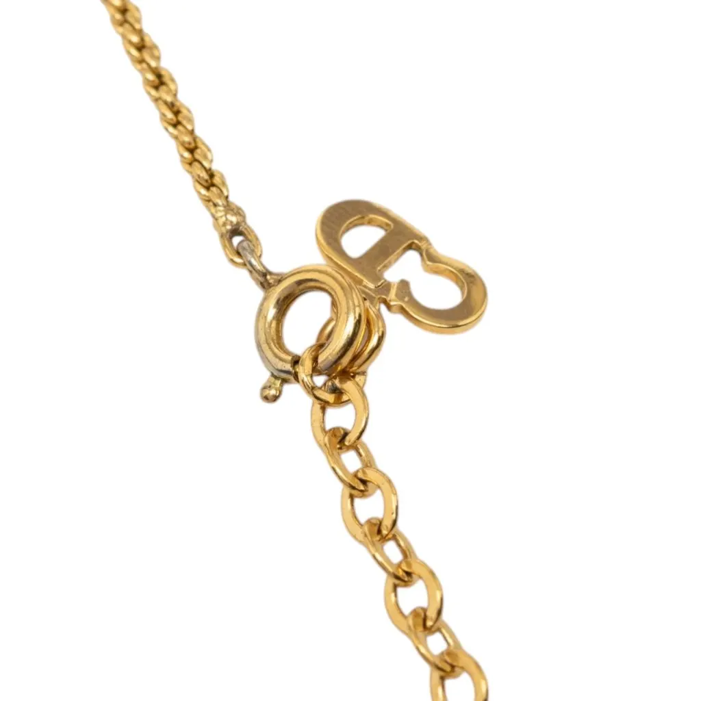 Dior Gold Plated CD Logo Pendant Necklace Gold Metal Very good - Box View