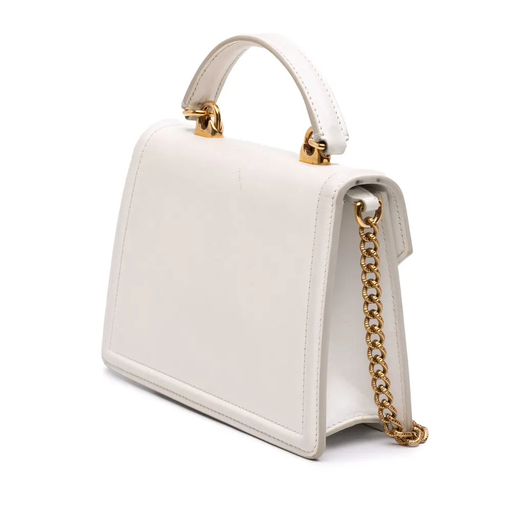 Dolce & Gabbana Small Smooth Calfskin Devotion Satchel White Leather Very good - Back View
