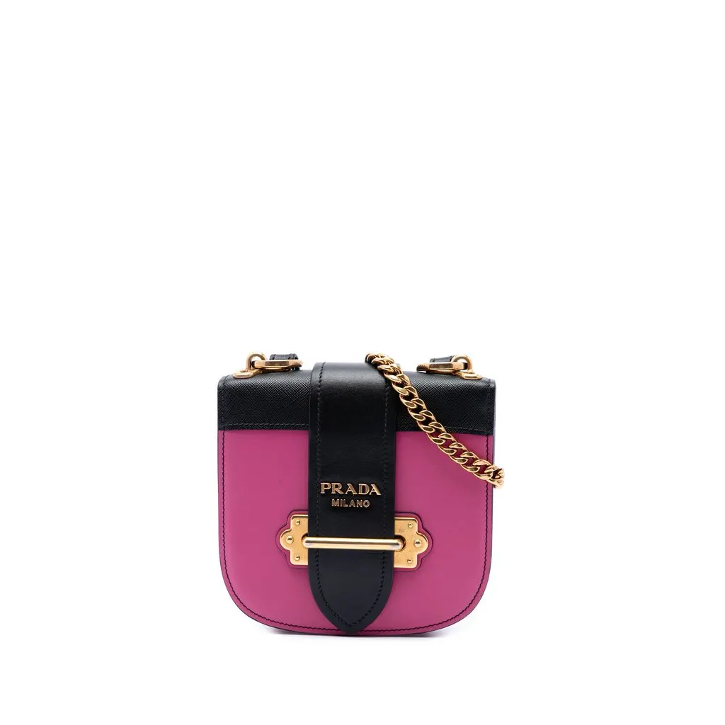 Prada Saffiano Trimmed City Calf Pionniere Crossbody Pink Leather Very good - Front View