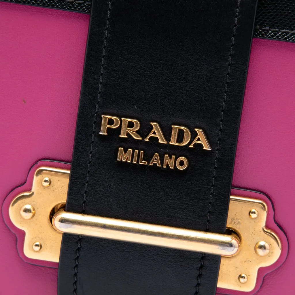 Prada Saffiano Trimmed City Calf Pionniere Crossbody Pink Leather Very good - Box View