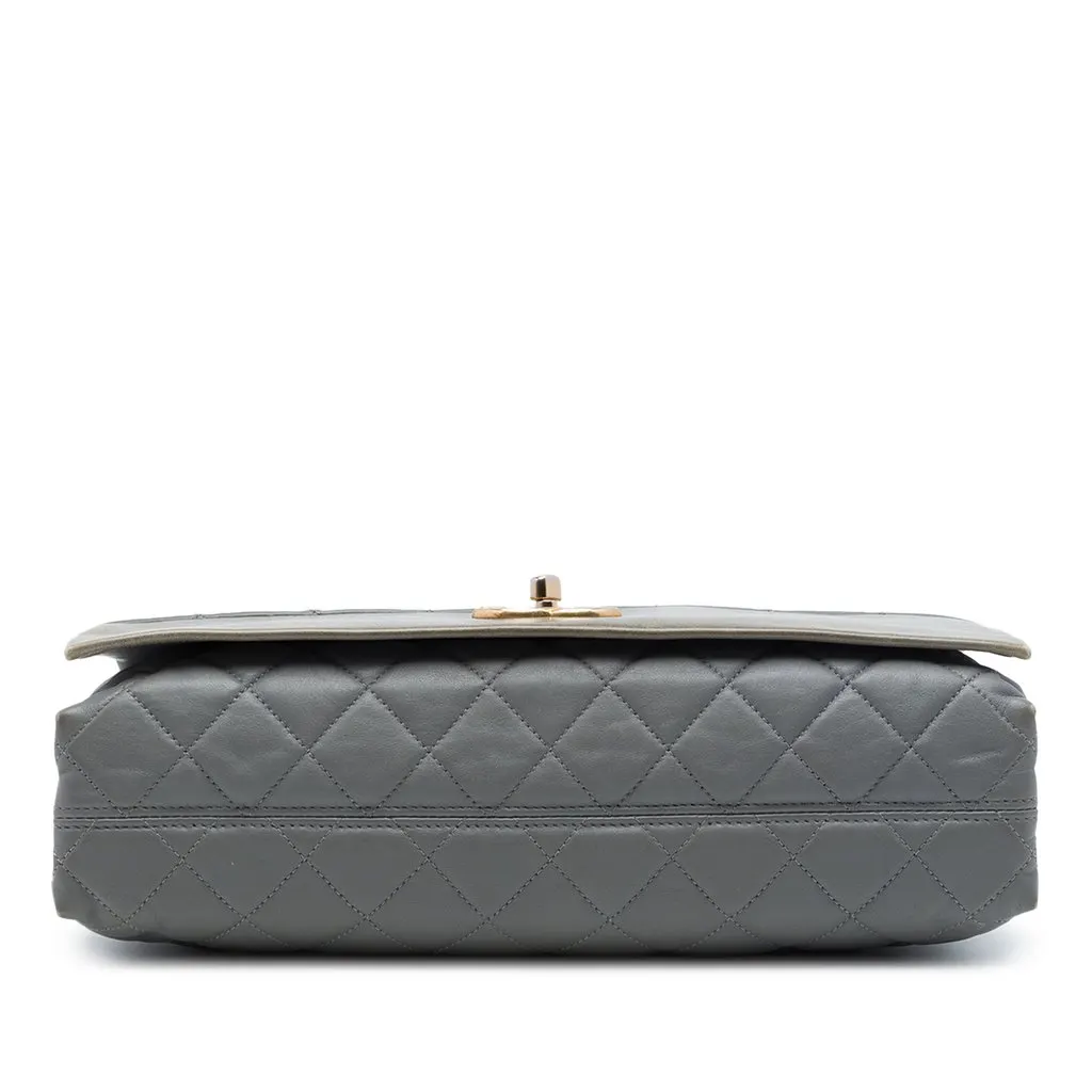 Chanel Jumbo Quilted Calfskin Soft Elegance Flap Grey Leather Very good - Inside View