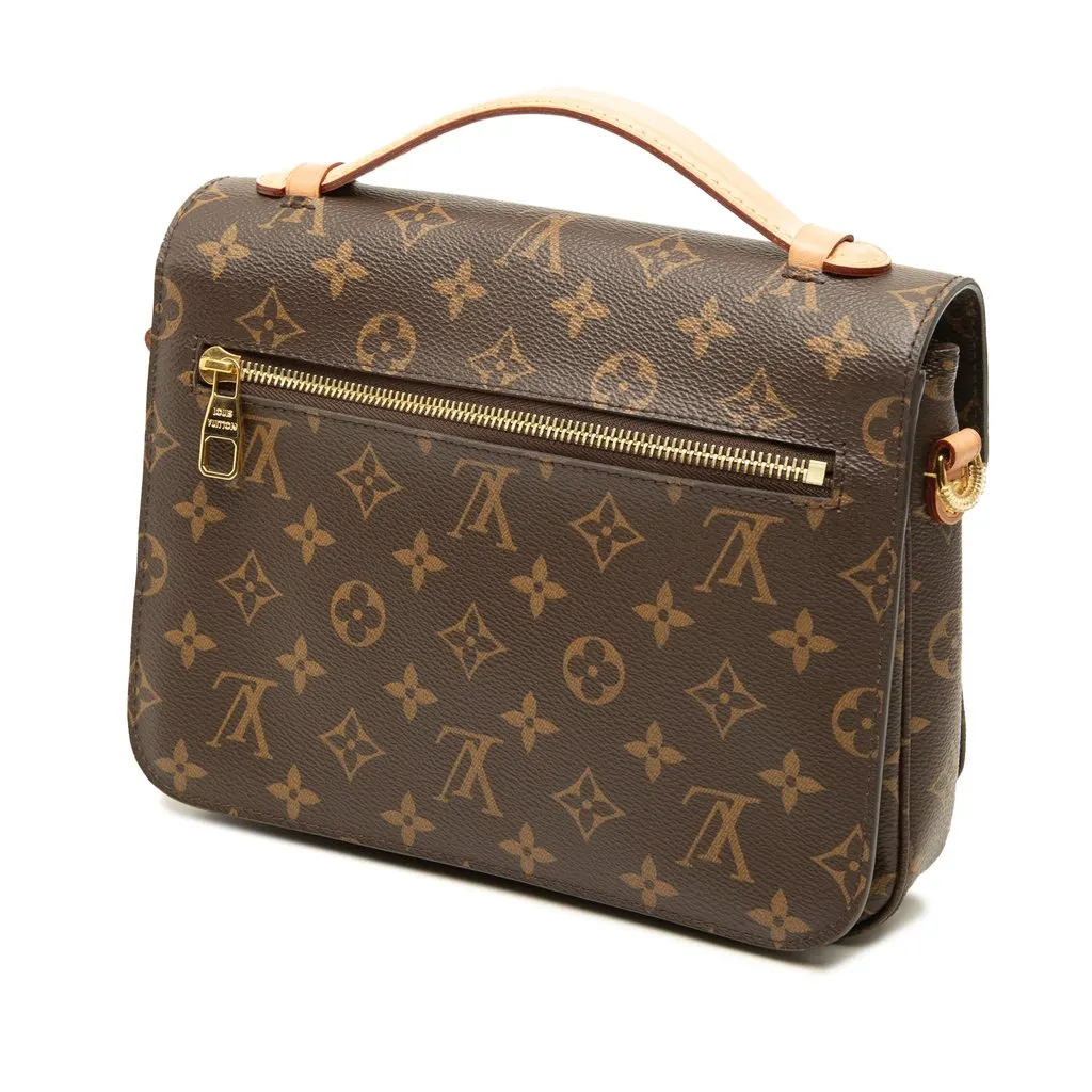 Louis Vuitton Monogram Pochette Metis Brown Canvas Good - Back View