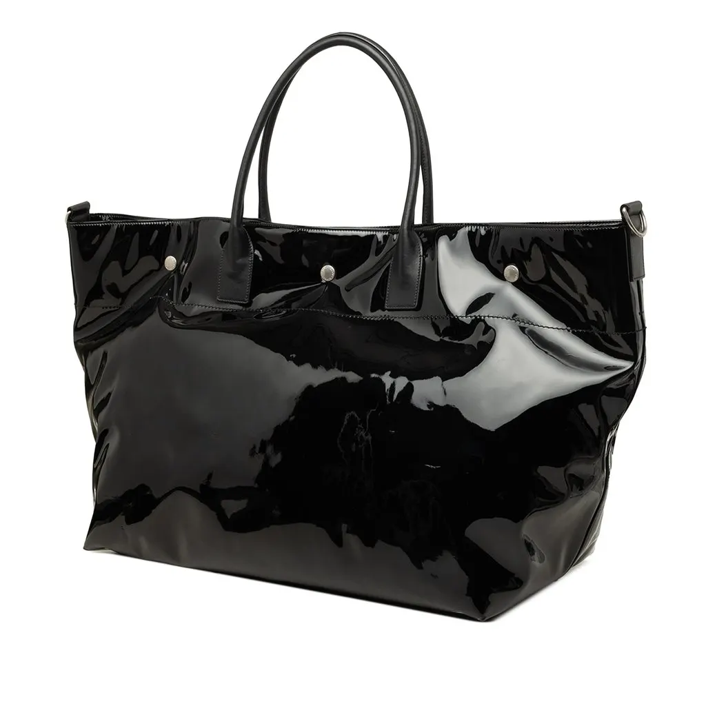 Saint Laurent Maxi PVC Rive Gauche Shopper Tote Black Plastic Good - Back View