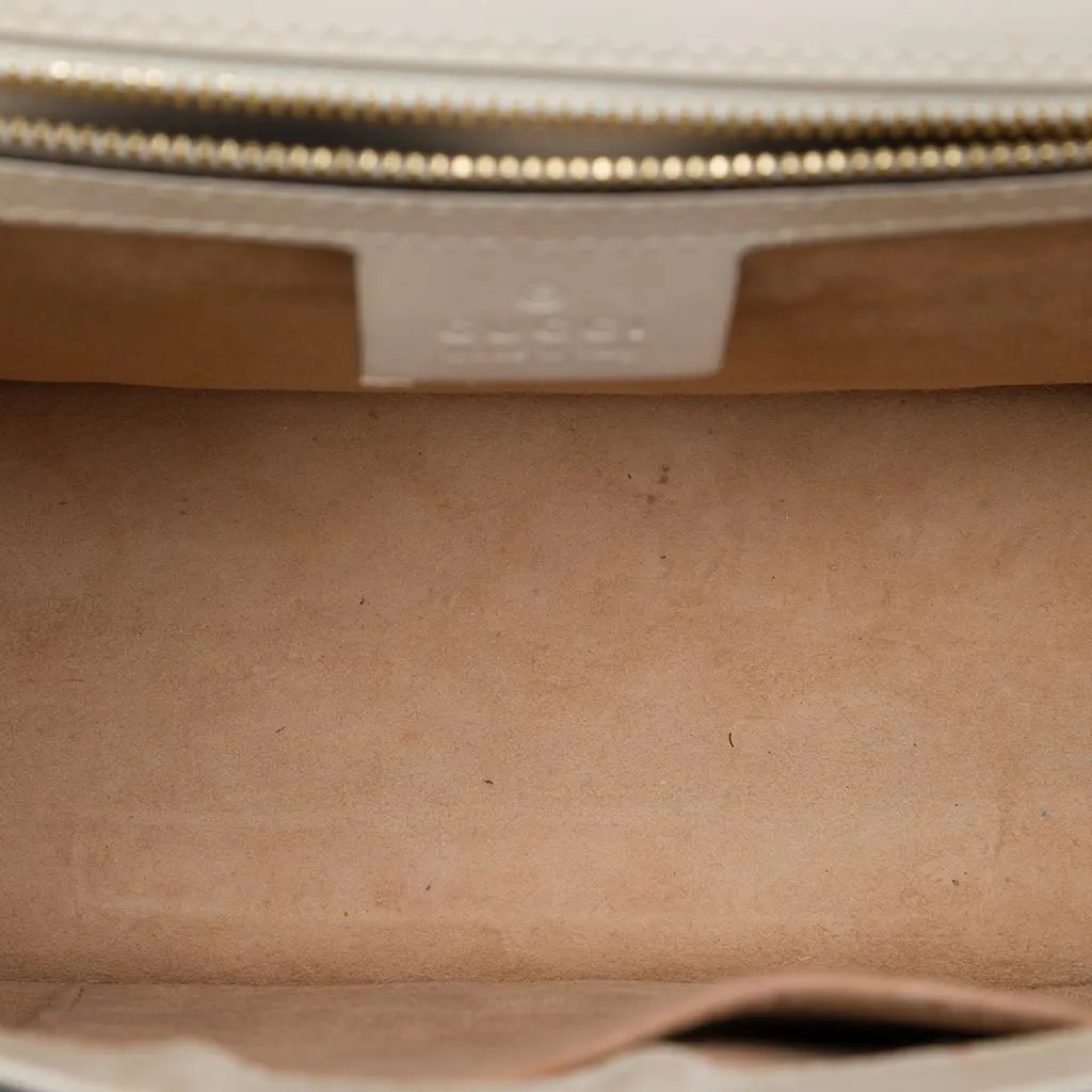 Gucci Small Calfskin Web Sylvie Satchel White Leather Very good - Model View