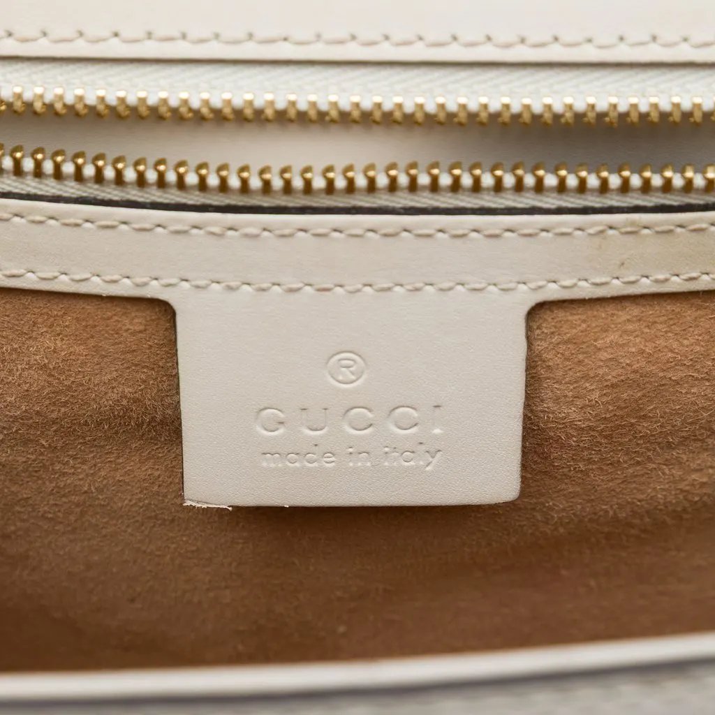 Gucci Small Calfskin Web Sylvie Satchel White Leather Very good - Box View