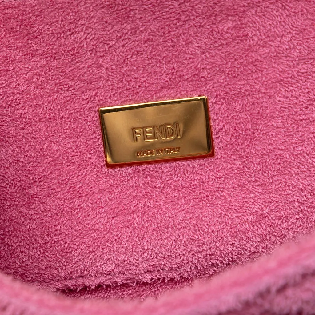 Fendi Embossed Terry Cloth FF 1974 Convertible Belt Baguette Pink Very good - Box View