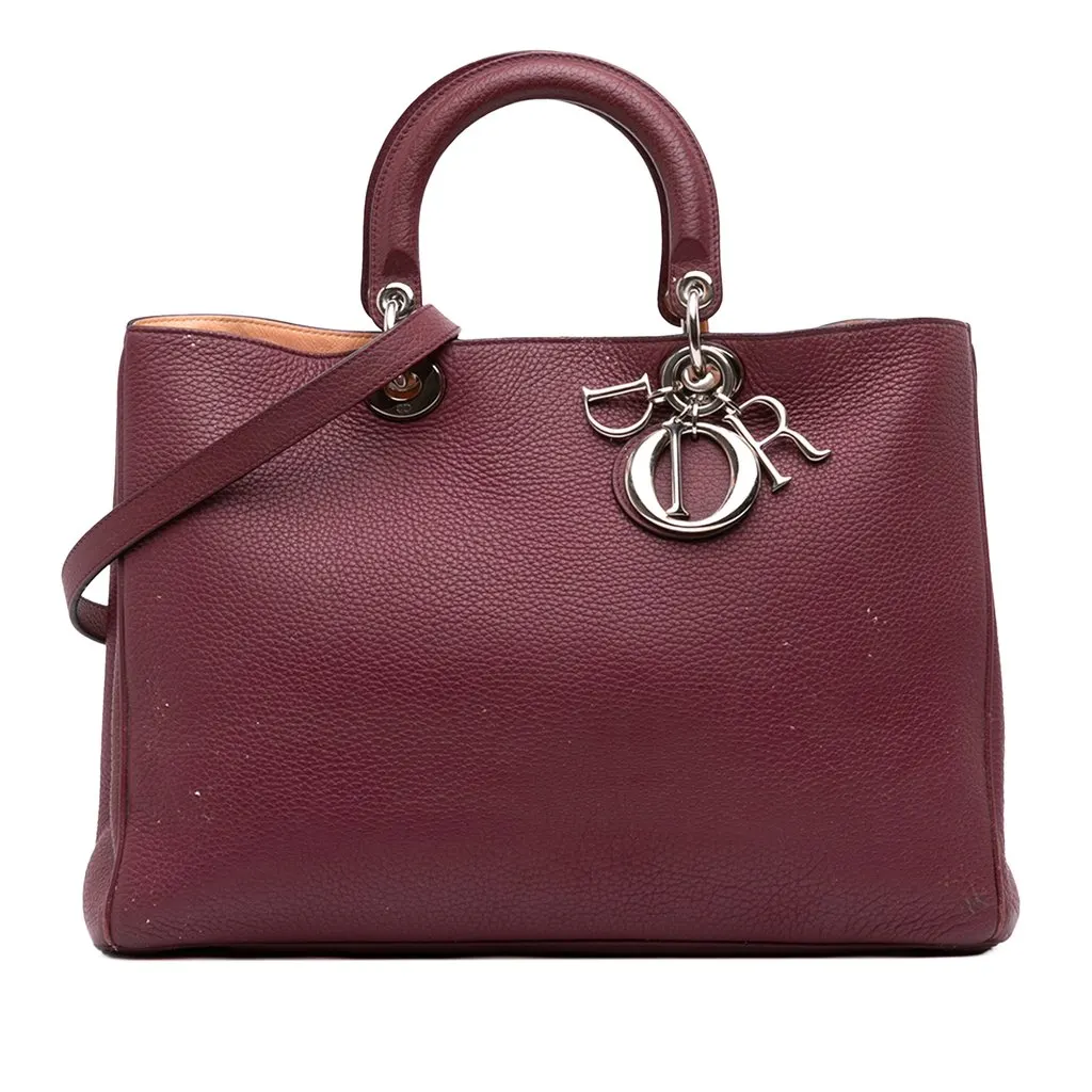 Dior Large Leather Diorissimo Satchel Red Leather Very good - Front View