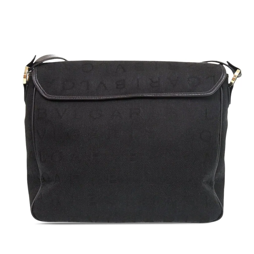 Bvlgari Logomania Canvas Messenger Bag Black Very good - Back View