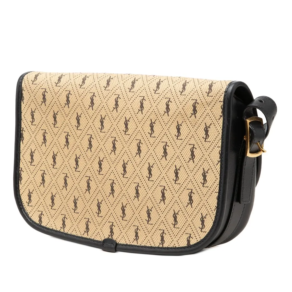 Saint Laurent Medium Canvas Monogram All Over Crossbody Beige Canvas Very good - Back View