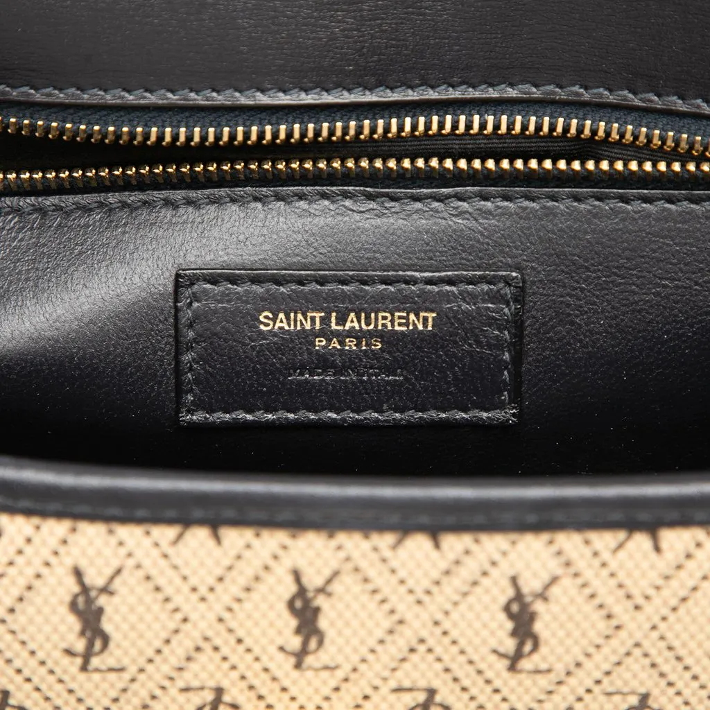 Saint Laurent Medium Canvas Monogram All Over Crossbody Beige Canvas Very good - Box View