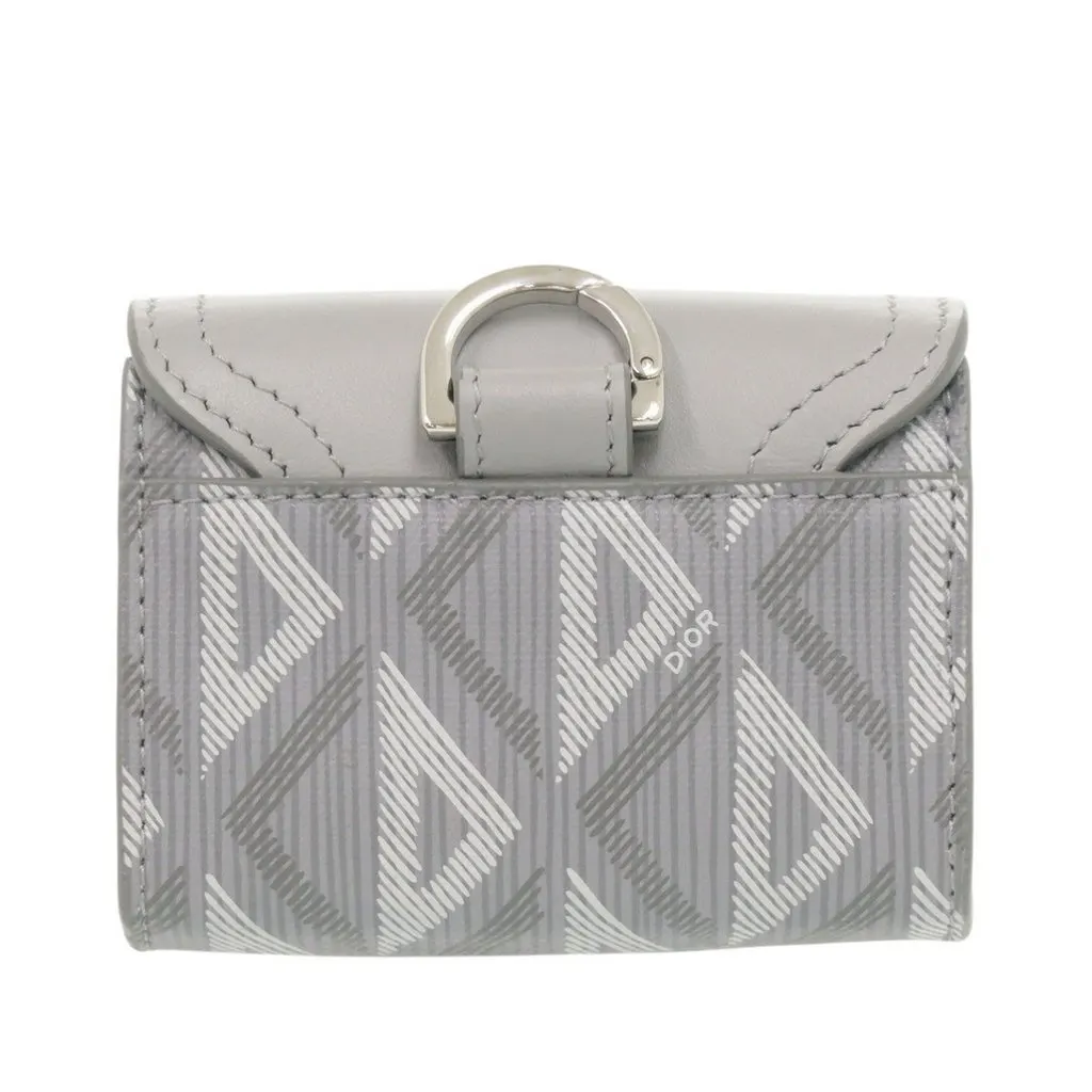 Dior Coated Canvas CD Diamond Saddle Card Holder Silver Very good - Back View