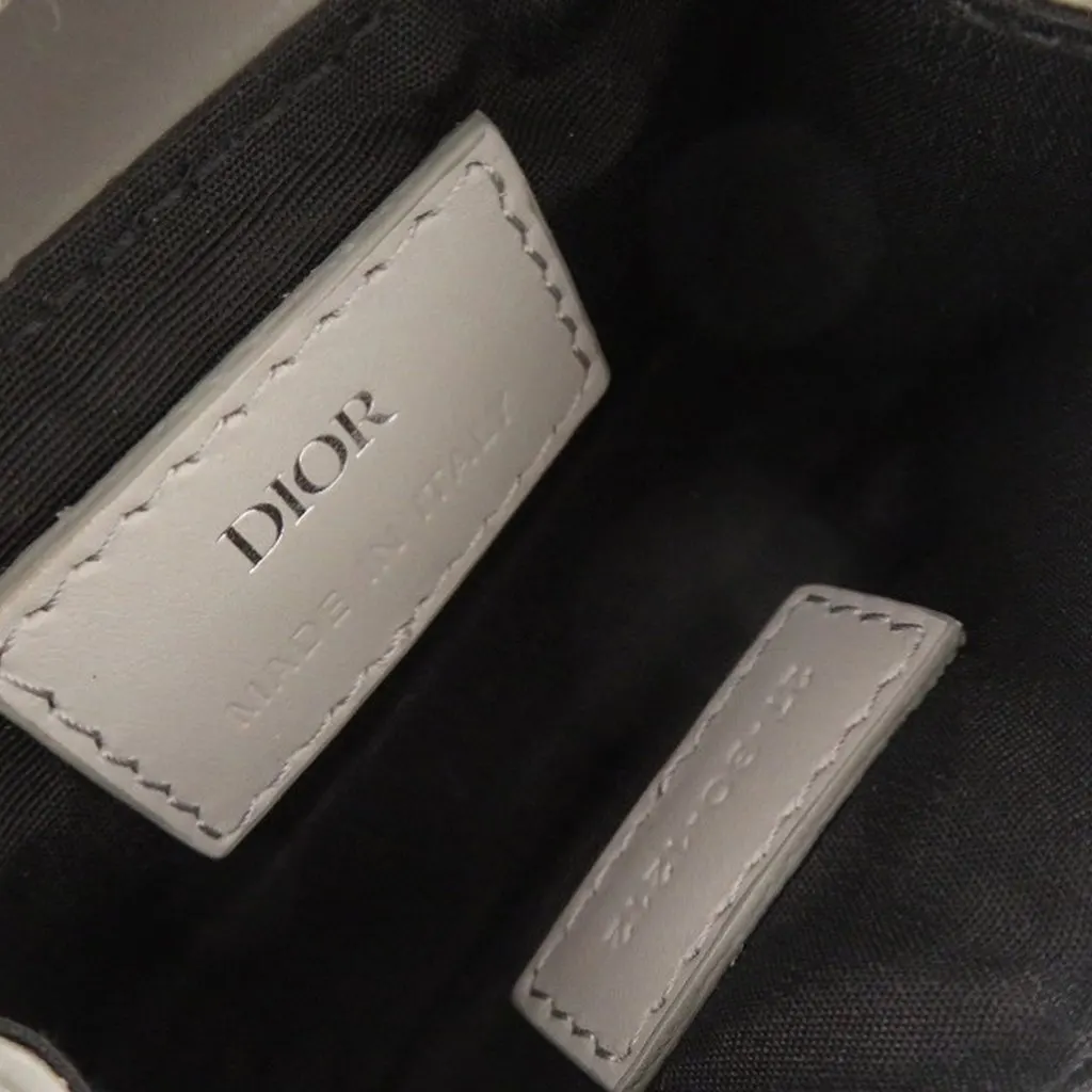 Dior Coated Canvas CD Diamond Saddle Card Holder Silver Very good - Model View