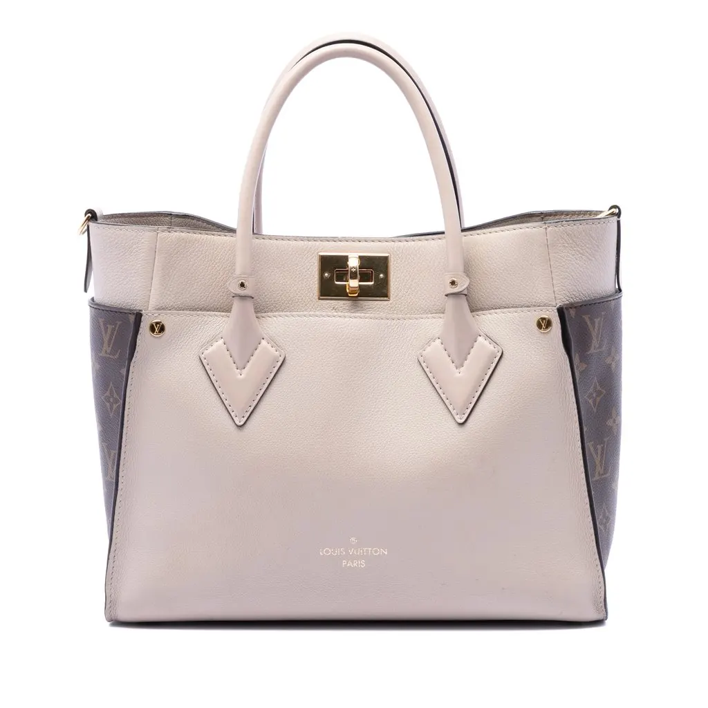 Louis Vuitton Monogram On My Side MM Beige Leather Very good - Front View
