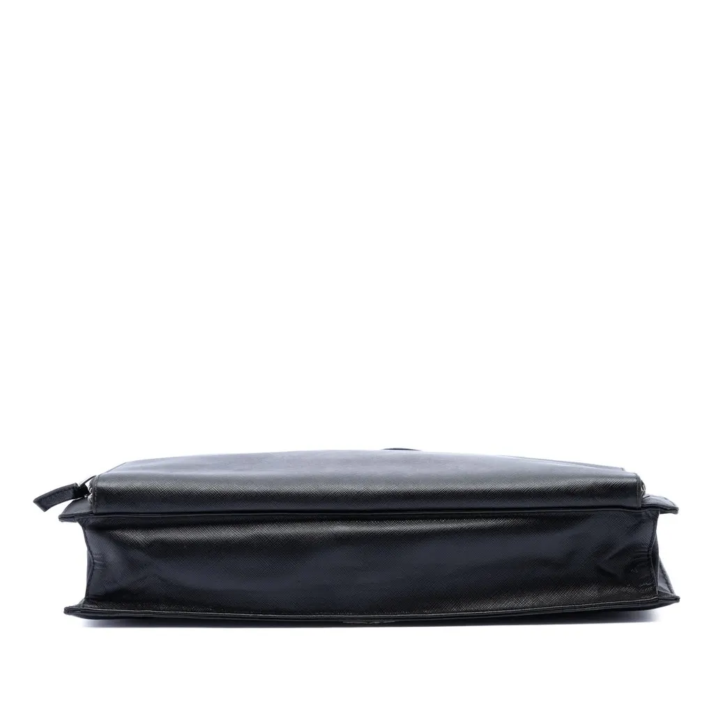 Prada Saffiano Cuir Travel Front Zip Pocket Briefcase Black Leather Very good - Inside View