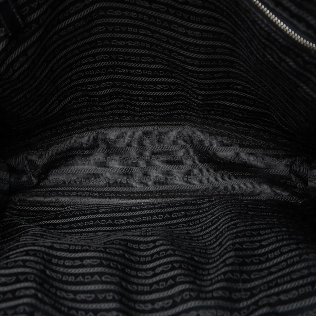 Prada Saffiano Cuir Travel Front Zip Pocket Briefcase Black Leather Very good - Model View