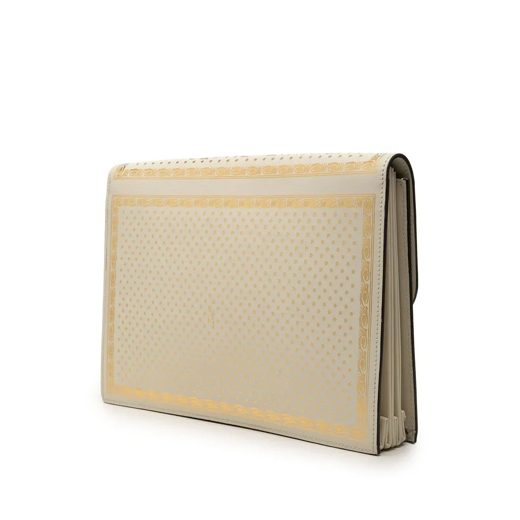 Gucci Guccy Sega Calfskin Portfolio Clutch White Leather Good - Back View
