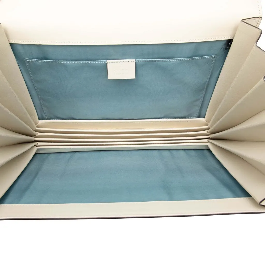 Gucci Guccy Sega Calfskin Portfolio Clutch White Leather Good - Model View
