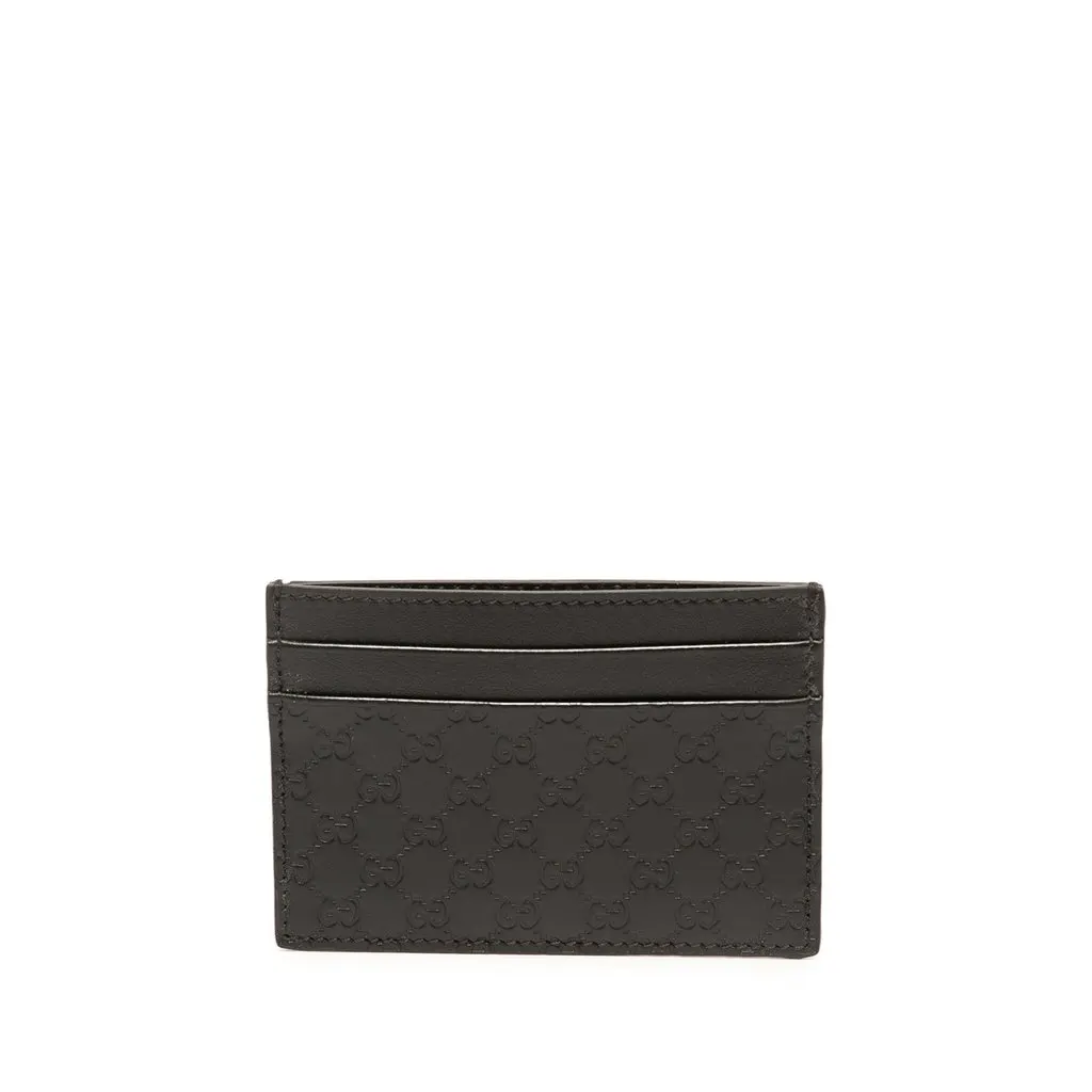 Gucci Microguccissima Card Holder Black Leather Very good - Front View