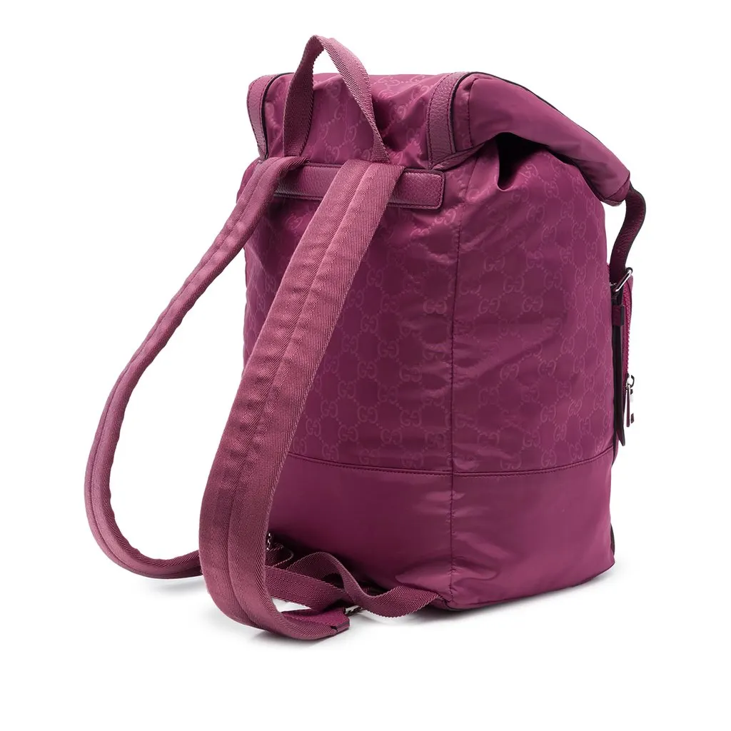 Gucci GG Nylon Double Buckle Backpack Pink Polyamide Very good - Back View