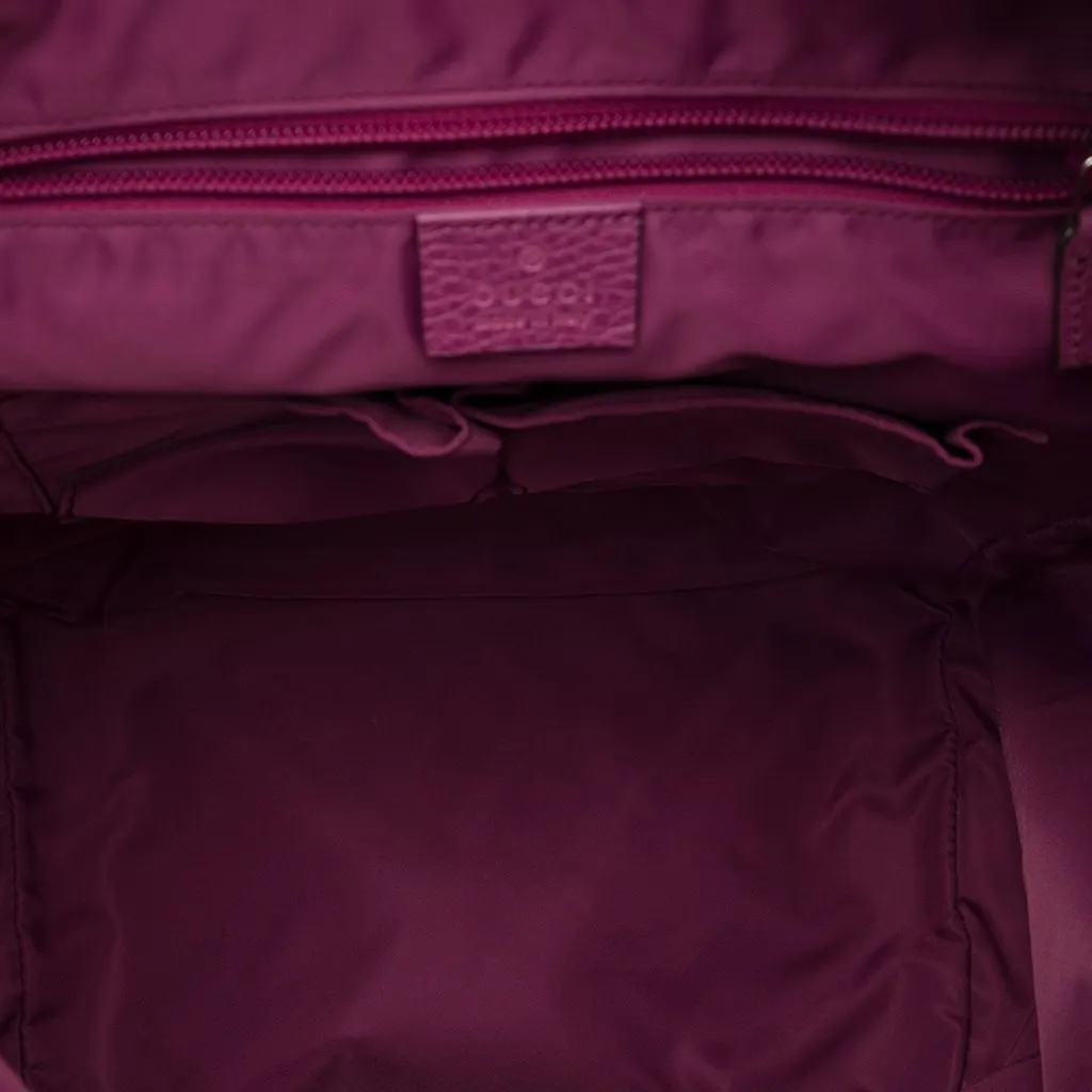 Gucci GG Nylon Double Buckle Backpack Pink Polyamide Very good - Model View