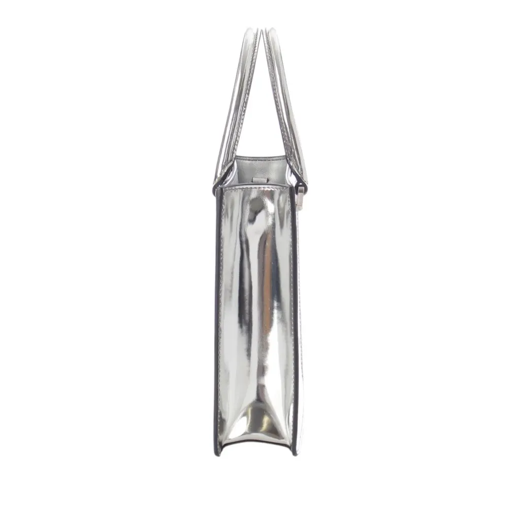 Prada Metallic Spazzolato Leather Triangle Tote Silver Leather Very good - Inside View