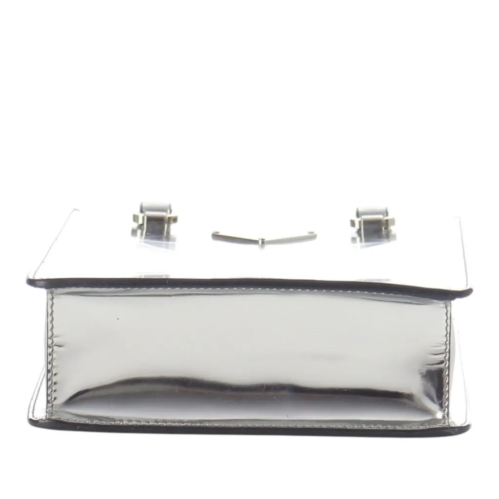 Prada Metallic Spazzolato Leather Triangle Tote Silver Leather Very good - Box View