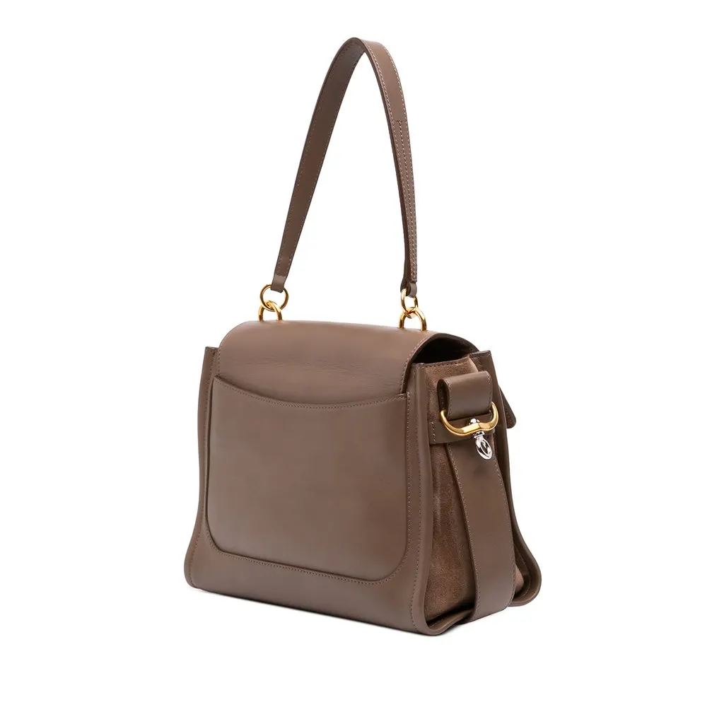 Chloé Small Calfskin and Suede Tess Day Satchel Brown Leather Good - Back View