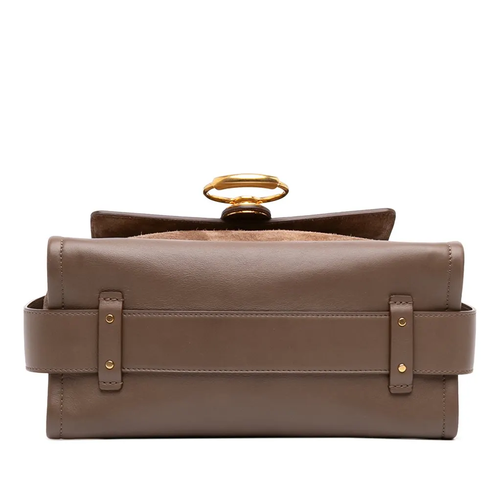 Chloé Small Calfskin and Suede Tess Day Satchel Brown Leather Good - Inside View