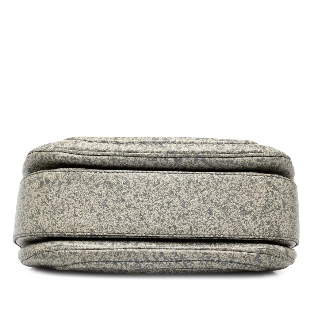 Gucci Medium Speckled Calfskin New Bamboo Top Handle Bag Grey Leather Good - Inside View