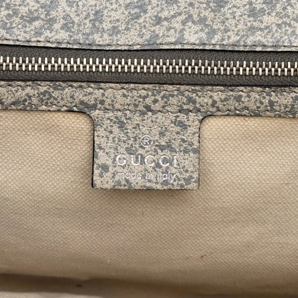 Gucci Medium Speckled Calfskin New Bamboo Top Handle Bag Grey Leather Good - Box View
