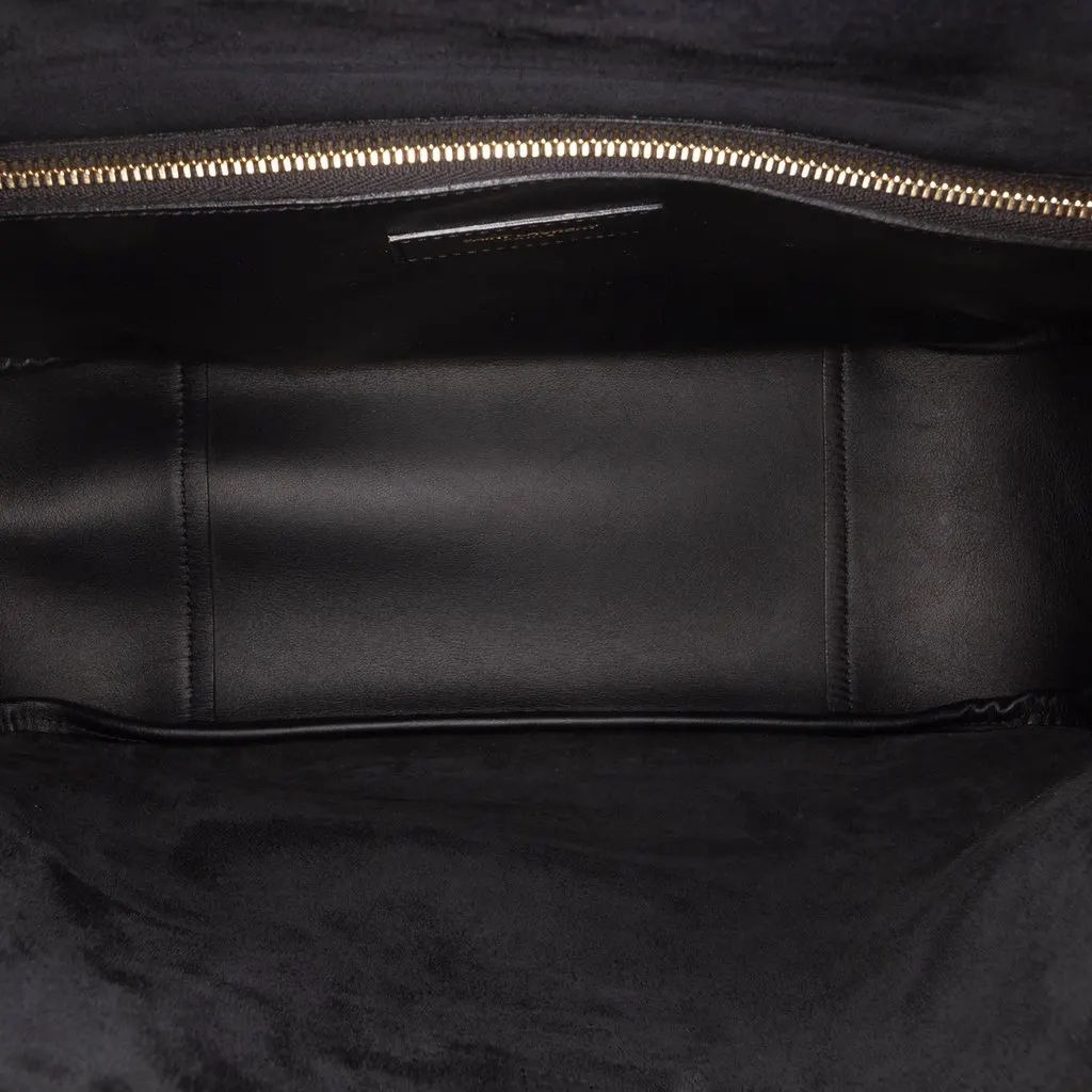 Saint Laurent Large Grained Calfskin Supple Le 5 a 7 Soft Hobo Black Leather Good - Model View