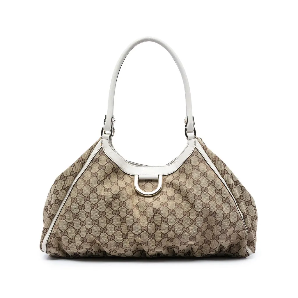 Gucci GG Canvas Abbey D Ring Shoulder Bag Beige Very good - Front View