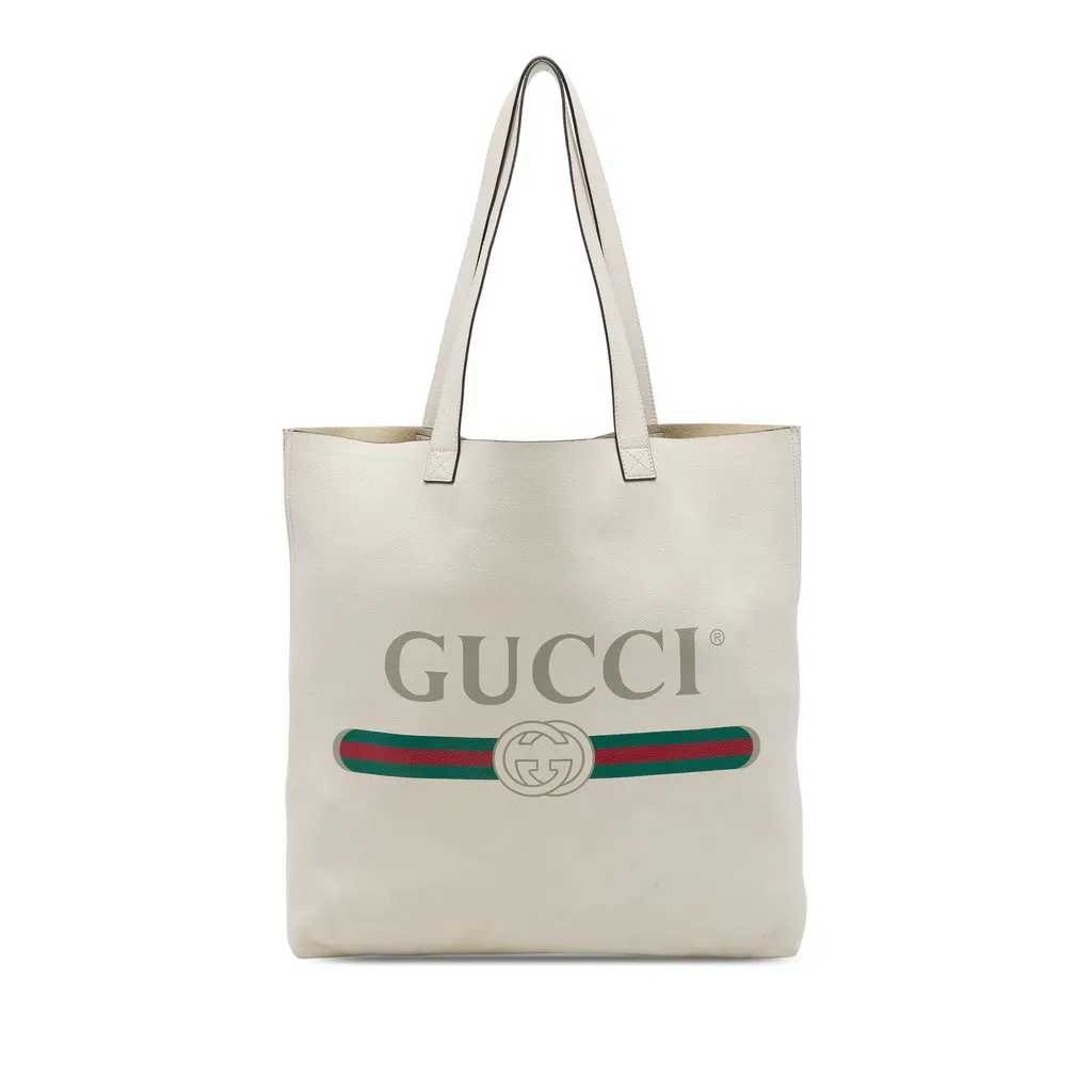 Gucci Calfskin Logo Tote Brown Leather Very good - Front View