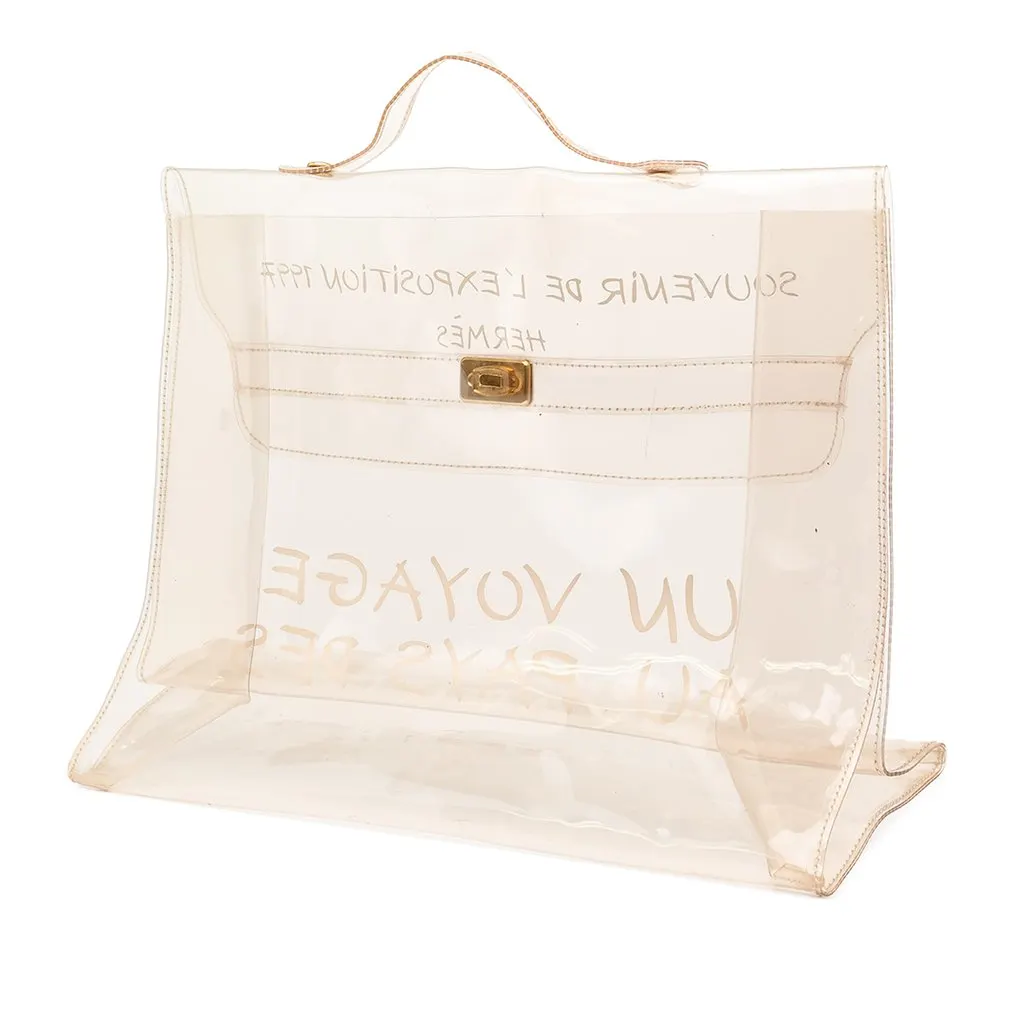 Hermès Vinyl Souvenir De L Exposition Kelly Handbag White Plastic Good - Back View