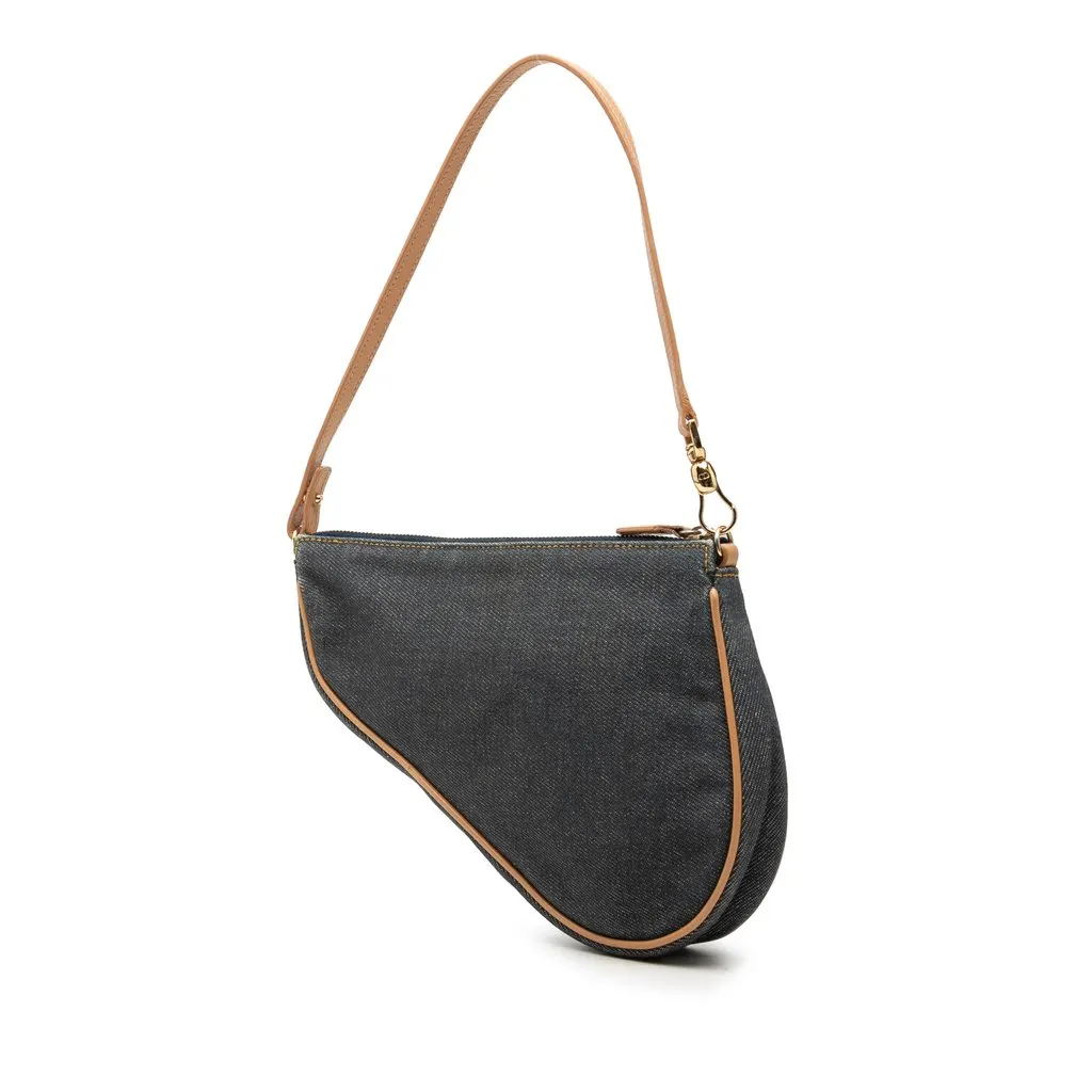 Dior Mini Denim Saddle Pochette Blue Very good - Back View
