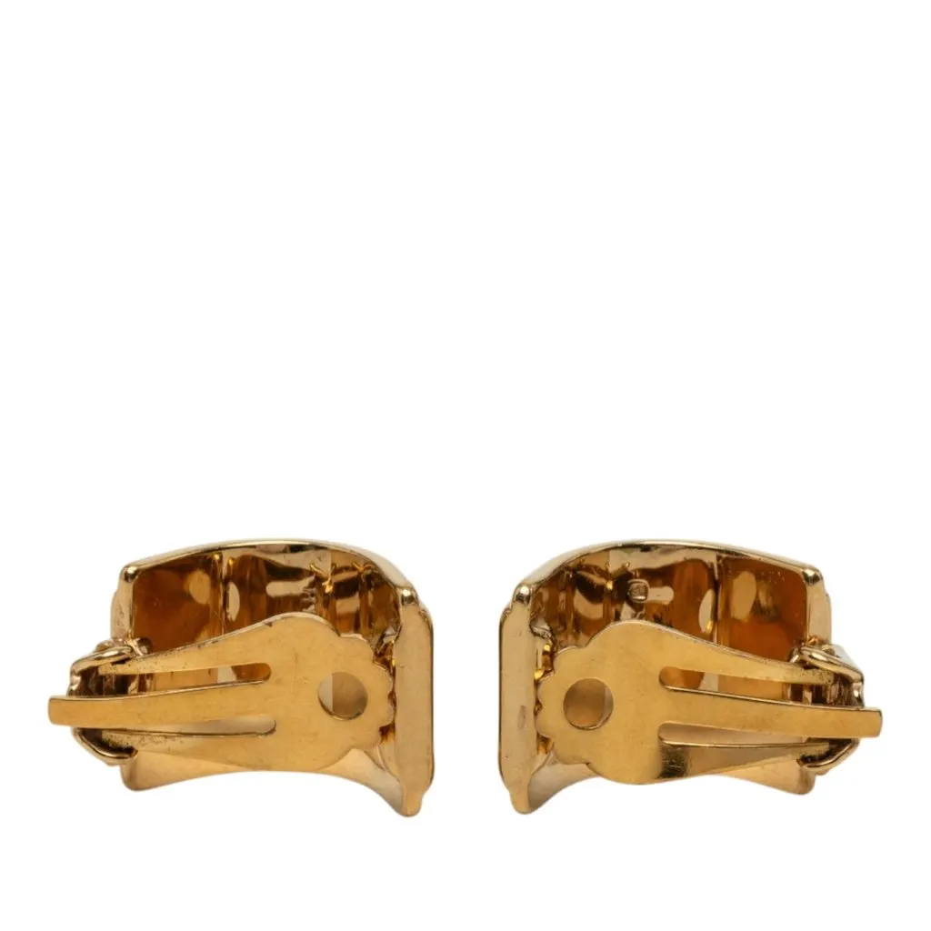 Hermès Gold Plated Enamel Cloisonne Clip On Earrings Blue Very good - Back View