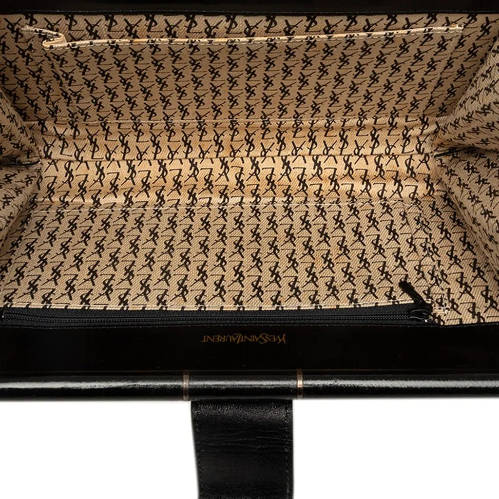 Saint Laurent Chevron Calfskin Monogram Frame Clutch Black Leather Good - Model View