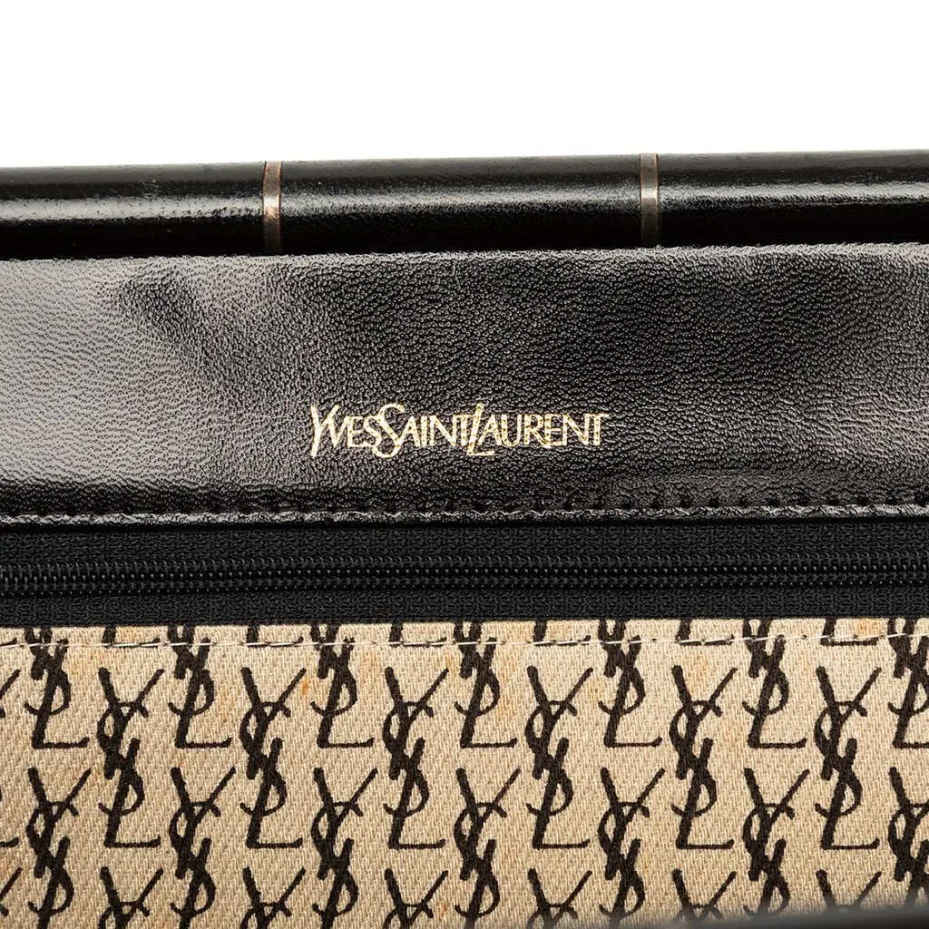 Saint Laurent Chevron Calfskin Monogram Frame Clutch Black Leather Good - Box View